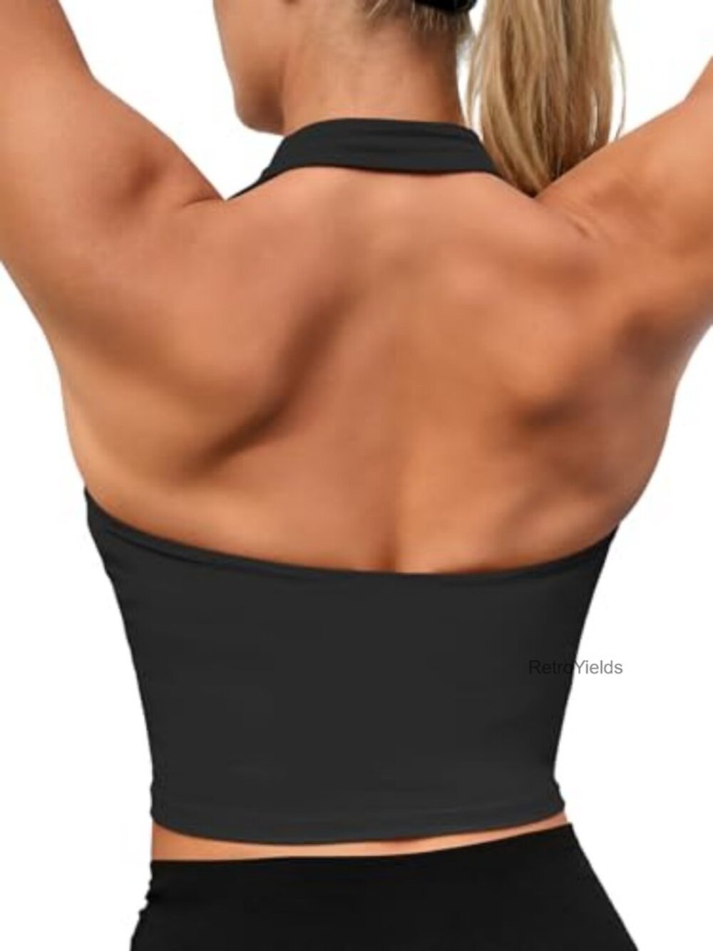 Buttery Soft Halter Workout Tank Top with Built-in Bra, Open Back, Removable